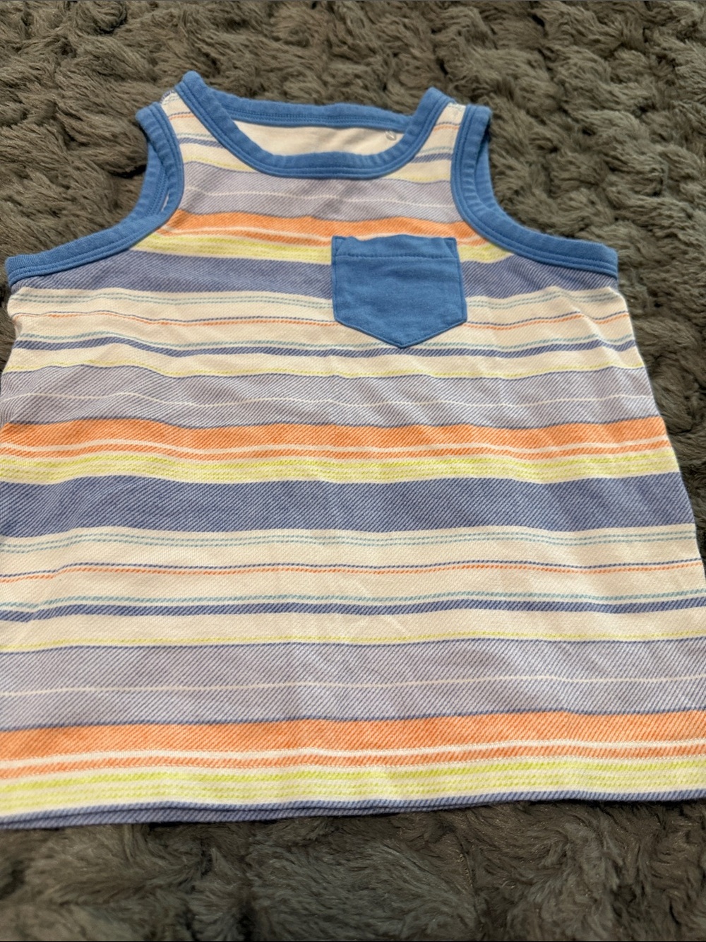 Kids Blue Stripe Tank Top with Chest Pocket